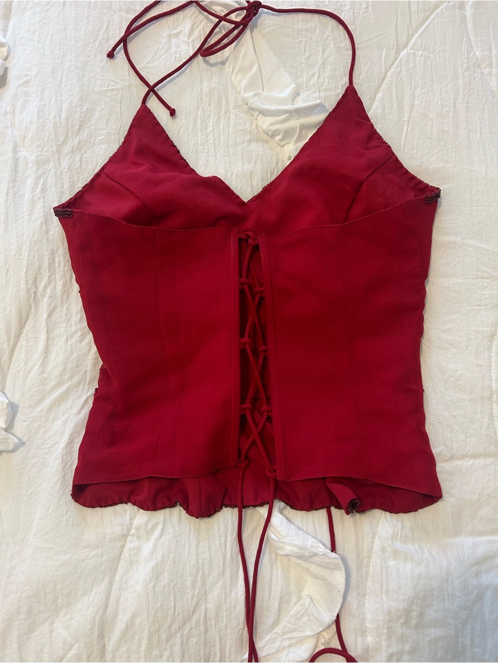 Vintage Y2K beaded corset back tank top red fall - Picture 3 of 3